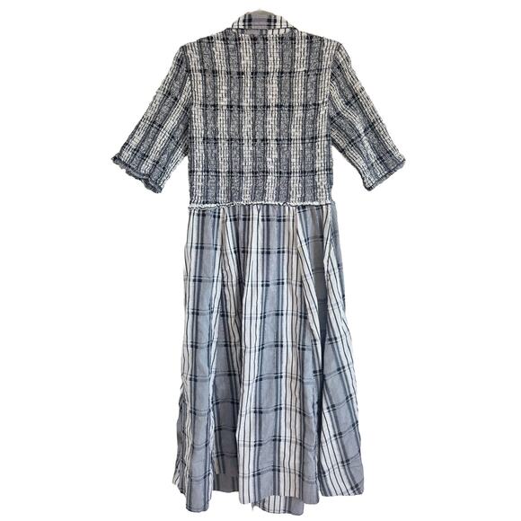 ANTHROPOLOGIE MAEVE SHORT SLEEVED SMOCKED MIDI GINGHAM SHIRTDRESS - Picture 9 of 9